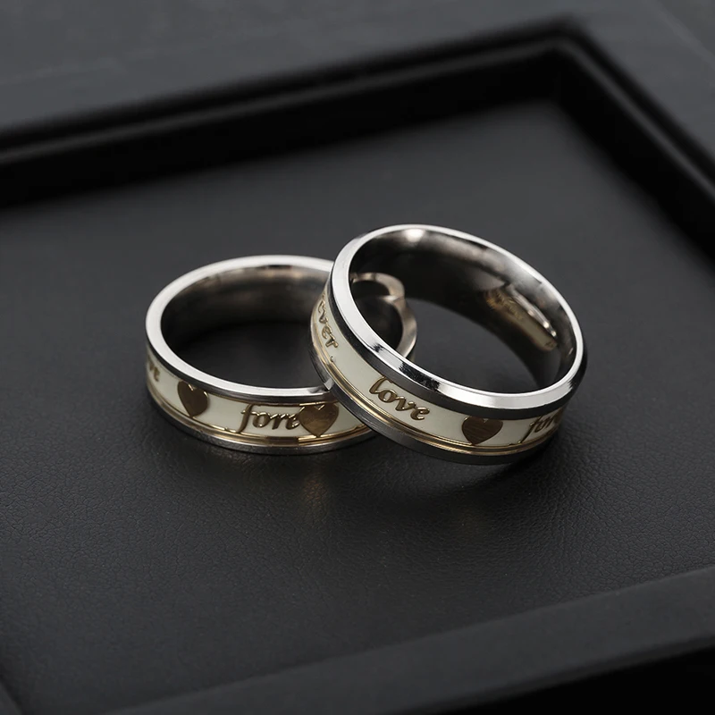

For Love Luminous Stainless Steel Ring Couple Wedding ring Party Jewelry