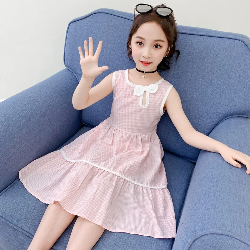 Голубые розовые клетчатые Летние Детские платья для девочек 2020 платье малышей