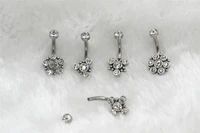 50pcslot surgical steel gems ball navel belly ring button bar internally threaded navel body piercing jewelry 14g new