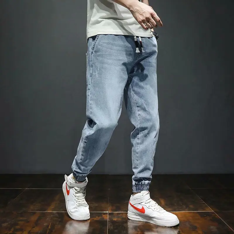 ICCLEK2021 Spring/Summer Jeans Men's Loose Nine-point Workwear Pants Large Size Harlan Trousers Men Clothing