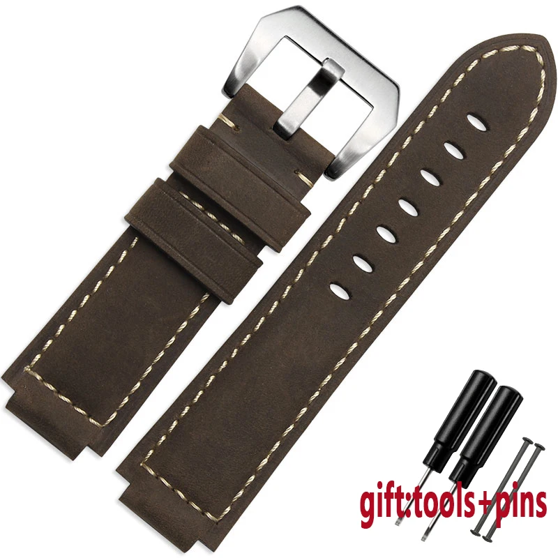 dark brown-silver Качественный ремешок из натуральной кожи для мужчин Timex T49859 | T2N720 | T2p141 | T2n722 | 723 | 738 | 739 ремешок с ремешком из нержавеющей стали - Цвет ремешка: dark brown-silver