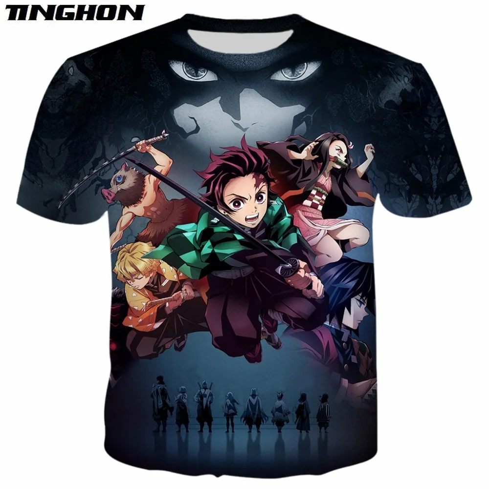 

Модная футболка для мужчин и женщин, футболки с 3D принтом аниме «убийца демонов»: Kimetsu No Yaiba, стильная футболка в стиле Харадзюку, уличные Топ...