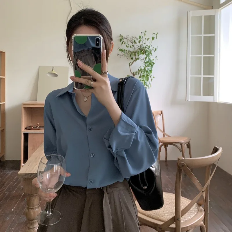 Рубашка женская с длинным рукавом свободная универсальная драпировка в