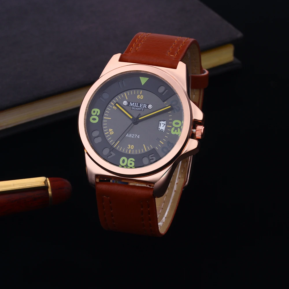 Мужские часы 2019 милые спортивные военные с кожаным ремешком модные кварцевые