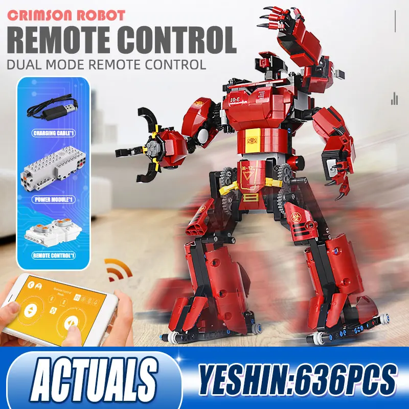 

Высокотехнологичная Игрушечная машина MOULD KING 15038, моторизованная модель малинового робота с приложением на радиоуправлении, строительные б...