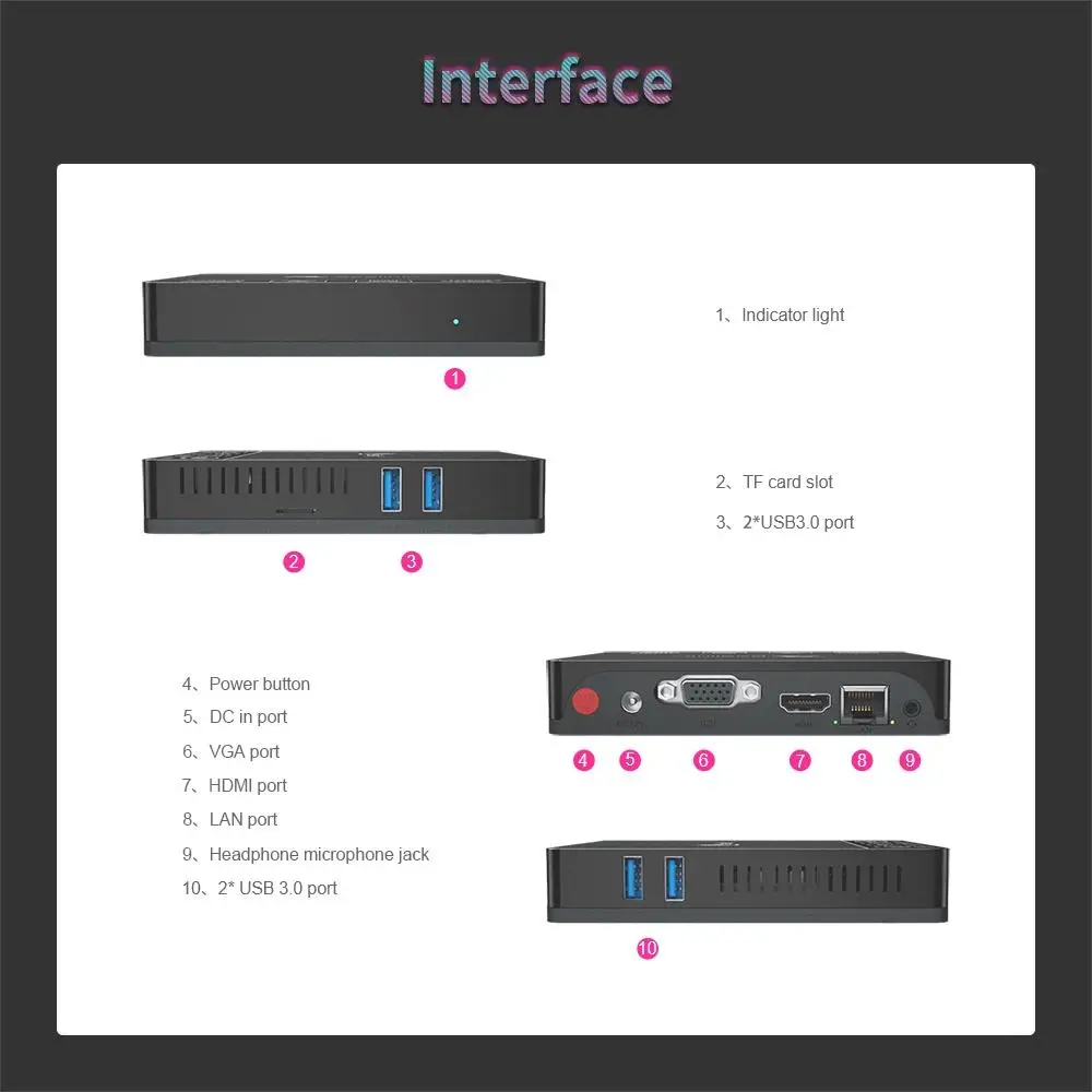 Beelink BT4 мини ПК Intel Atom четырехъядерный X5-Z8500 Windows10 1000 м Lan двойной WiFi HD VGA дисплей