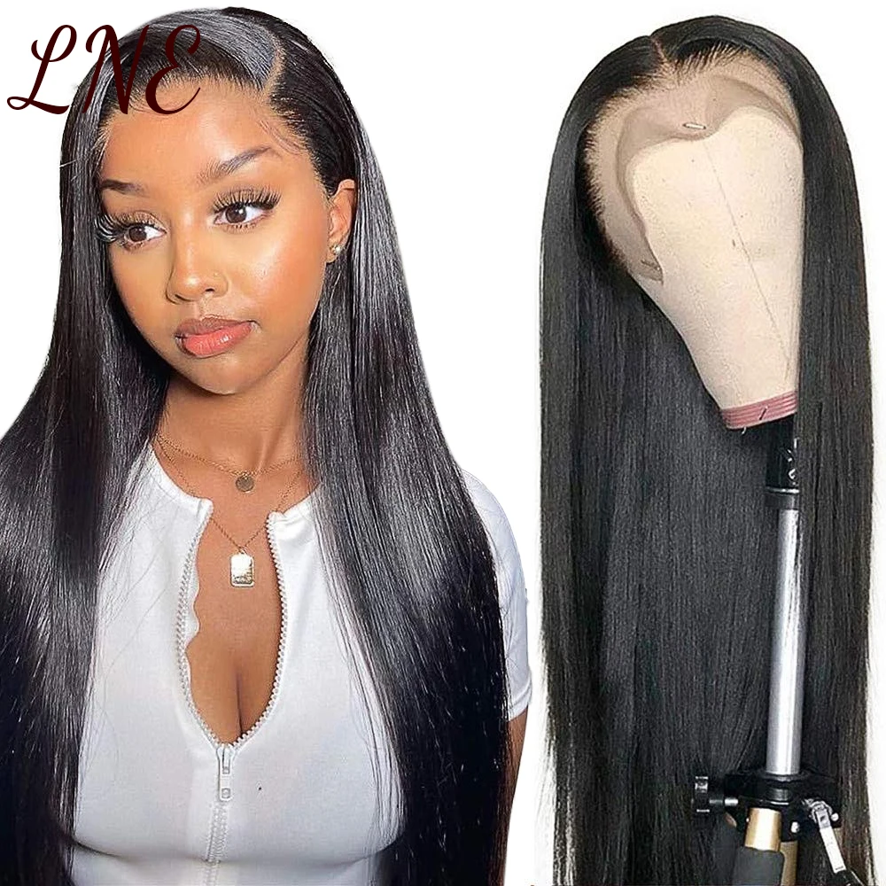 

LNE Straight Lace Front Wig 30 Inch 4x4 Closure Wig 180% Density Human Hair Wigs For Black Women Pre Plucked With Baby Hair L37
