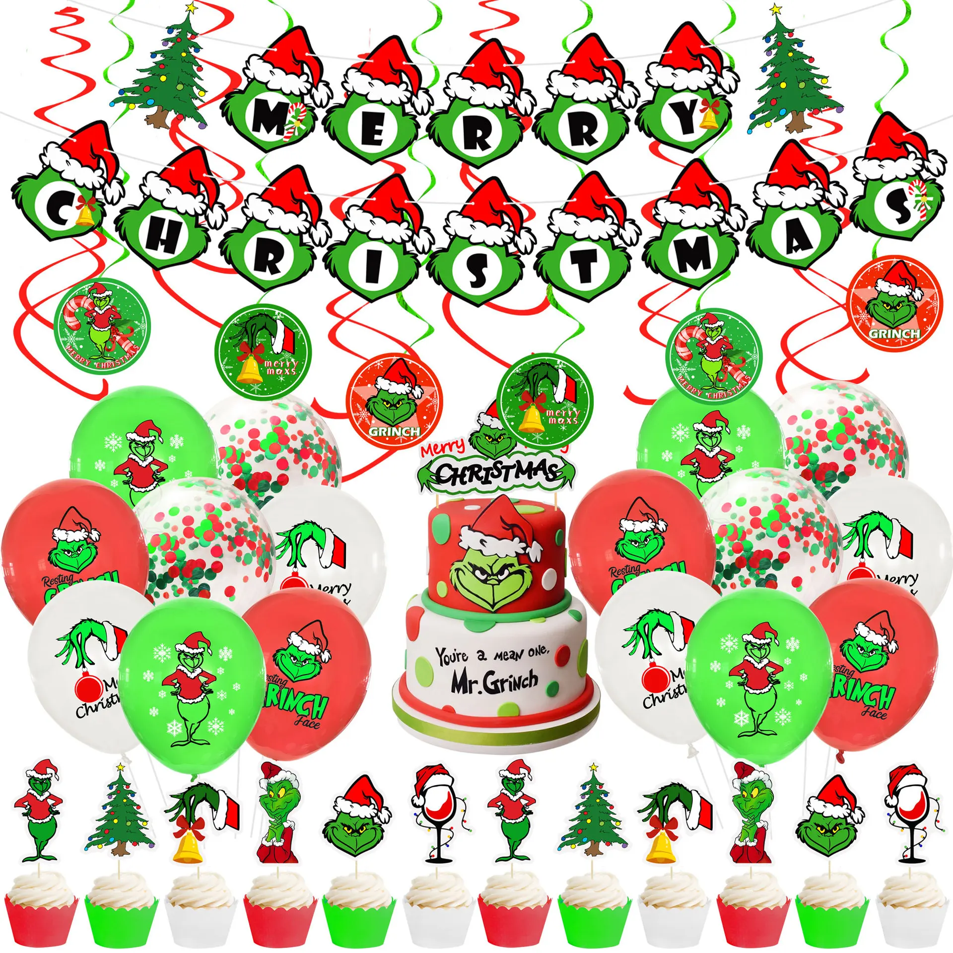 Merry Christmas Grinch Stole Balloons Banner Decoration Party Supllies New Year 2021 Navidad Party Christmas Decoration Balls