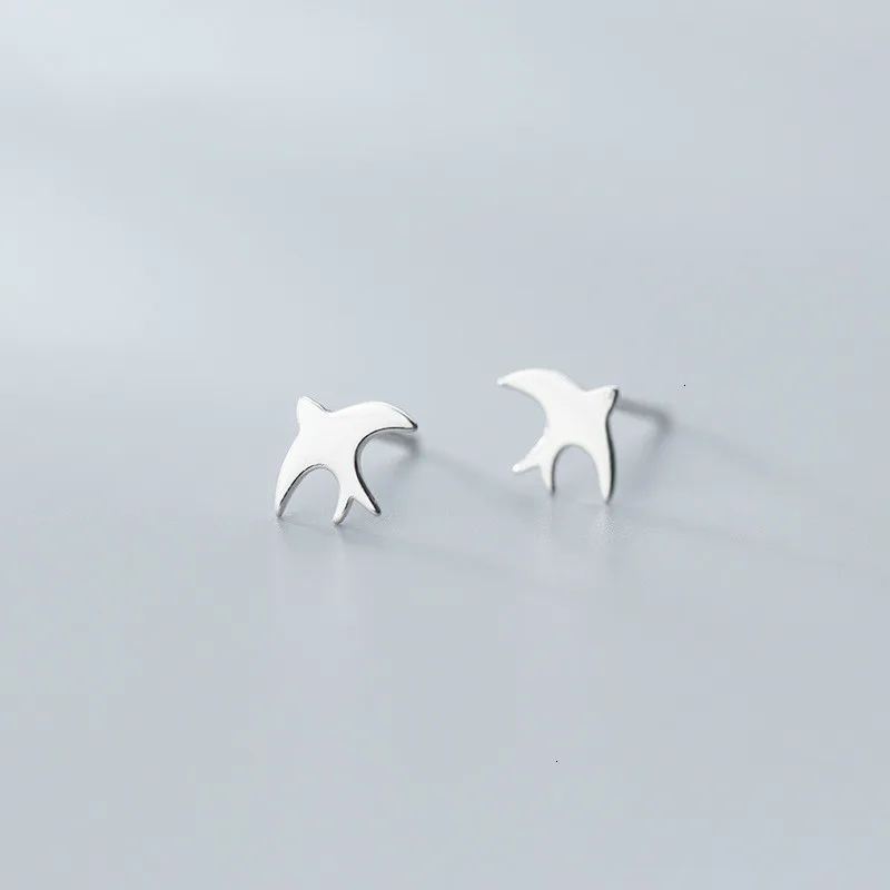 100% однотонные серьги из серебра 925 пробы модные глазурованные гвоздики с птицами