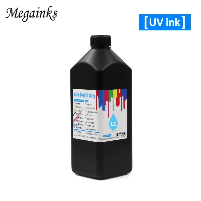 6 видов цветов 1000 мл мягкие/Жесткие светодиодные УФ чернила для Roland Mimaki Mutoh Epson DX3 DX4