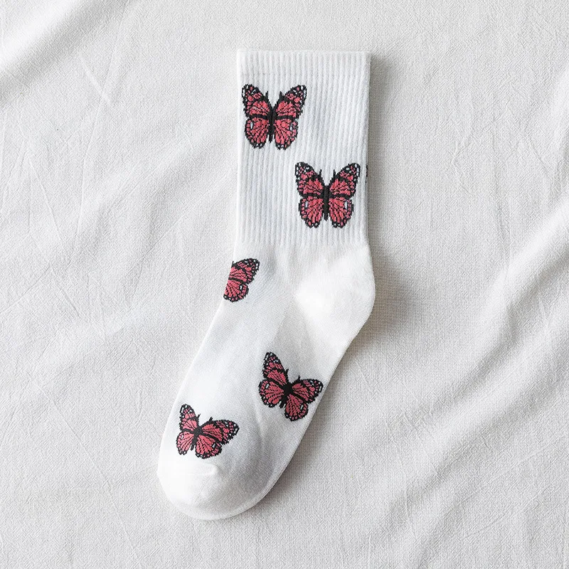 

1 Pair Butterfly Socks Women Streetwear Harajuku Crew Women Socks Fashion EU Size 35-40 Dropshipping Supply