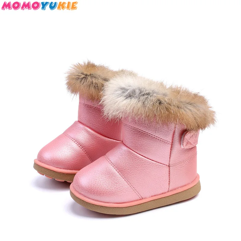 Botas c&aacute;lidas de invierno para ni&ntilde;os y ni&ntilde;as, botas de nieve con piel de 1 a 6 a&ntilde;os, zapatos de fondo blando-3