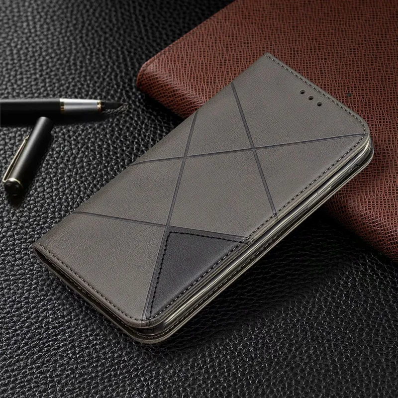 Кожаный чехол-книжка с геометрическим рисунком для RedMi Note 8 Pro 8T 8Pro 9 9S 9C 9A 9Pro 10 10S