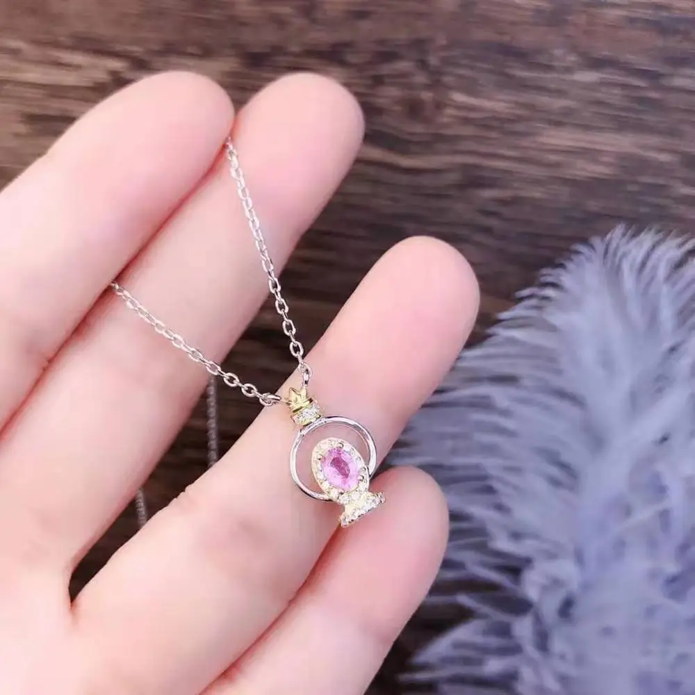 Ожерелье из розового сапфира 4 Х5 мм