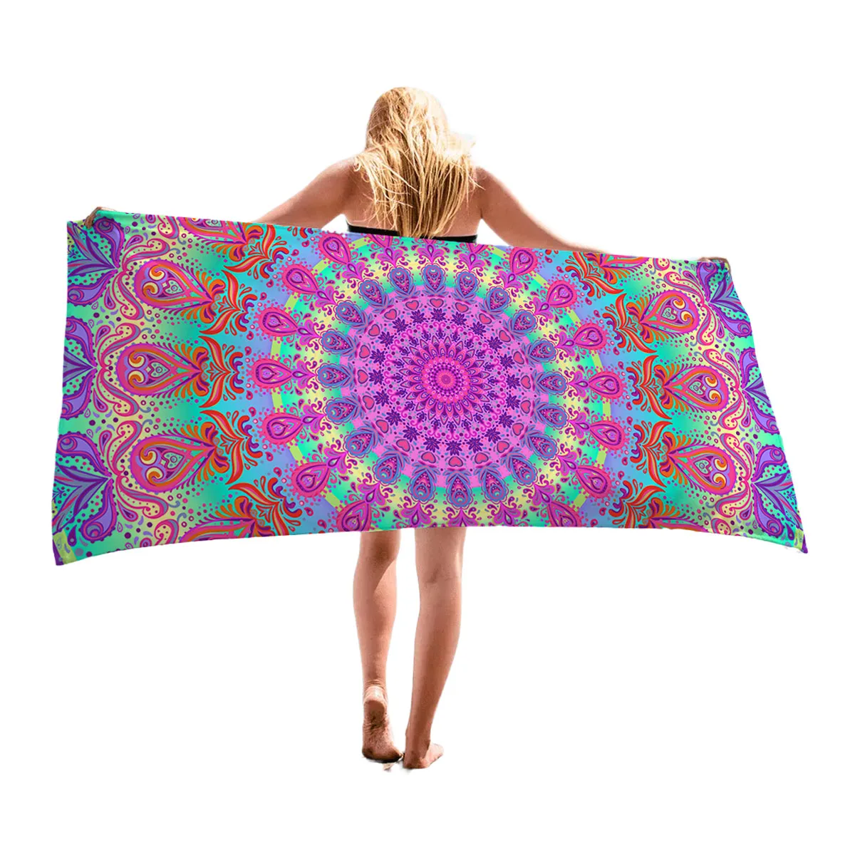 Пляжное полотенце из микрофибры очень большое быстросохнущее для бассейна ярких