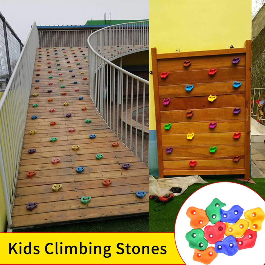 

10PCS Kids Climbing Stones Rocks Outdoor Climbing Point Wall Hold Grab Grip