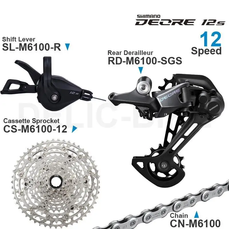 Переключатель передач SHIMANO DEORE M6100 12 В, задний переключатель передач, звездочка, кассета, 50 50T цепь, 1x12 скорость, оригинальные детали