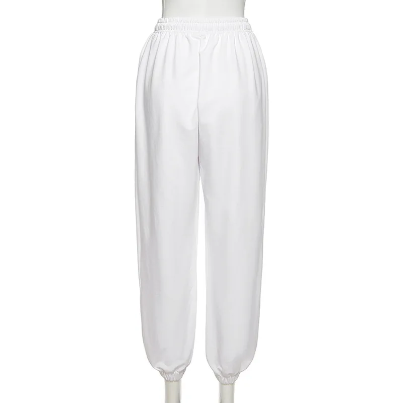 

High Waist Lace Up Baggy Hip Hop Sweat Pants Women Fall 2020 Streetwear Casual Clothing White Harajuku Loose Pants Dropshipping