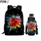 Цветной баскетбольный принт FORUDESIGNS, школьные ранцы для подростков, Модный повседневный рюкзак, набор спортивных наплечных сумок с рукавом-бутылкой