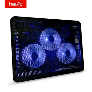 havit cooling fan stand mat quiet laptop cool pad blue led usb notebook cooler with 3 fans for 15 17 laptop notebook free global shipping