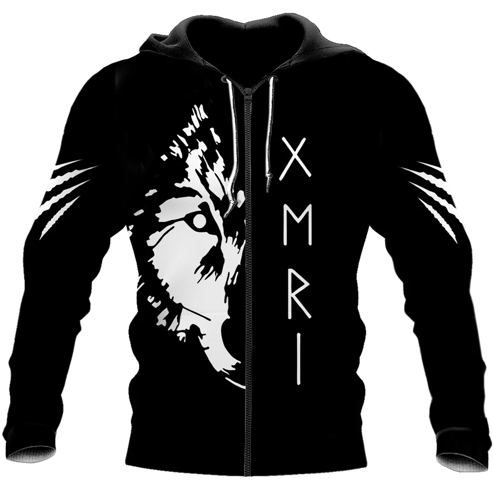 

Men Hoodies Solid Black Letter Print Zipper Long Sleeve Top Hooded Young Fashion 2021 Autumn Winter New Western Leisure Punk