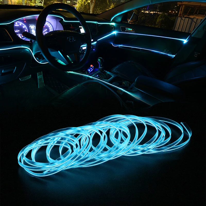 

EL Wire Car Neon LED Light Decoration Strip Dash board Ambient Light For Volkswagen Golf 4 5 Honda Civic Accord Chevrolet Cruze