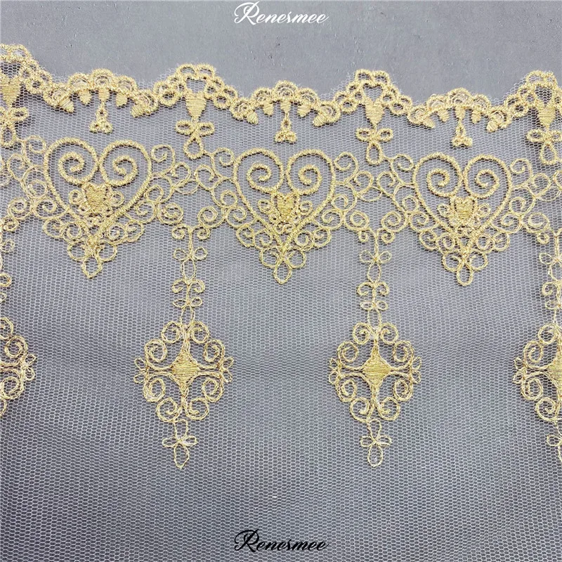 10 ярдов сетка вышивка полиэстер кружево золотая нить мягкий тюль аксессуары для