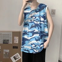 ice silk breathable camouflage print thin men cool fashion tank top vest summer t shirt gym sports football basketball 2022 teen