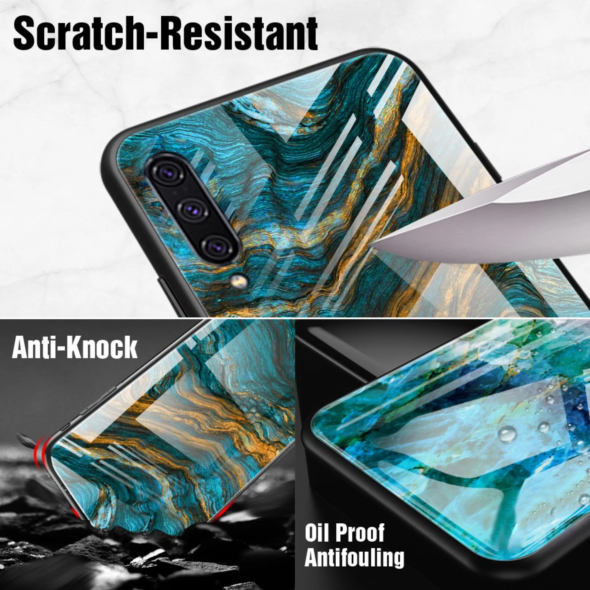 GFAITH для samsung A50 стеклянный чехол, закаленное Мягкий силиконовый чехол, чехол с мраморным принтом для Galaxy A20 A30S A10 A40 A70 M20 S8 S9, чехол