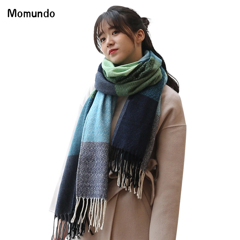 Женский шарф клетчатый дизайнерский кашемировый зимний осенний длинный высокое