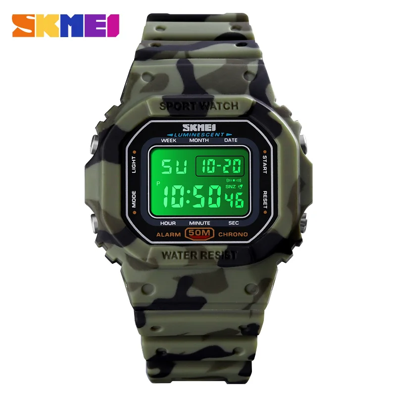 

SKMEI 1608 LED light Men Digital Watches Stopwatch Calendar Sports Watches 50m Waterproof Male Electronic Clock reloj hombre