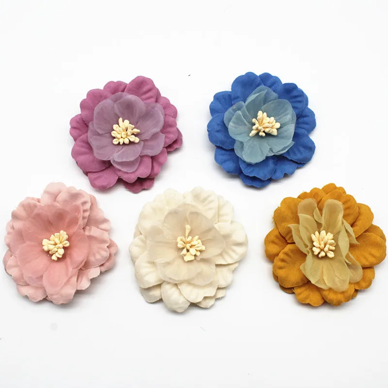 

10pcs Spring Wind Korean Fabric Diy Handmade Hair Accessories Head Jewelry Accessories Flower Core Accessories