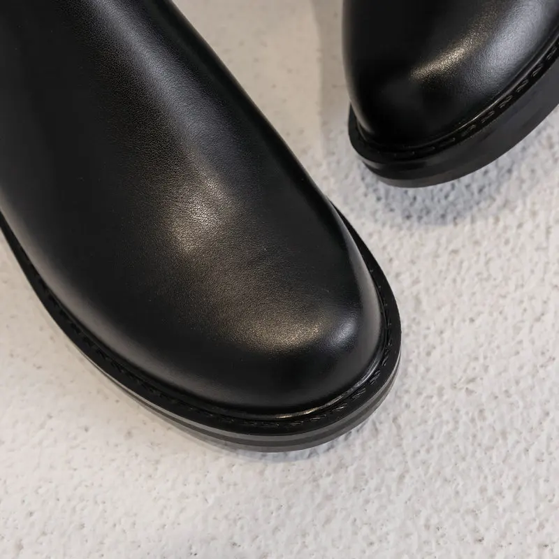 

Women Genuine Leather Knee High Boots Fashion Party Night Club Shoes Woman Winter Warm Long Buckle Boots