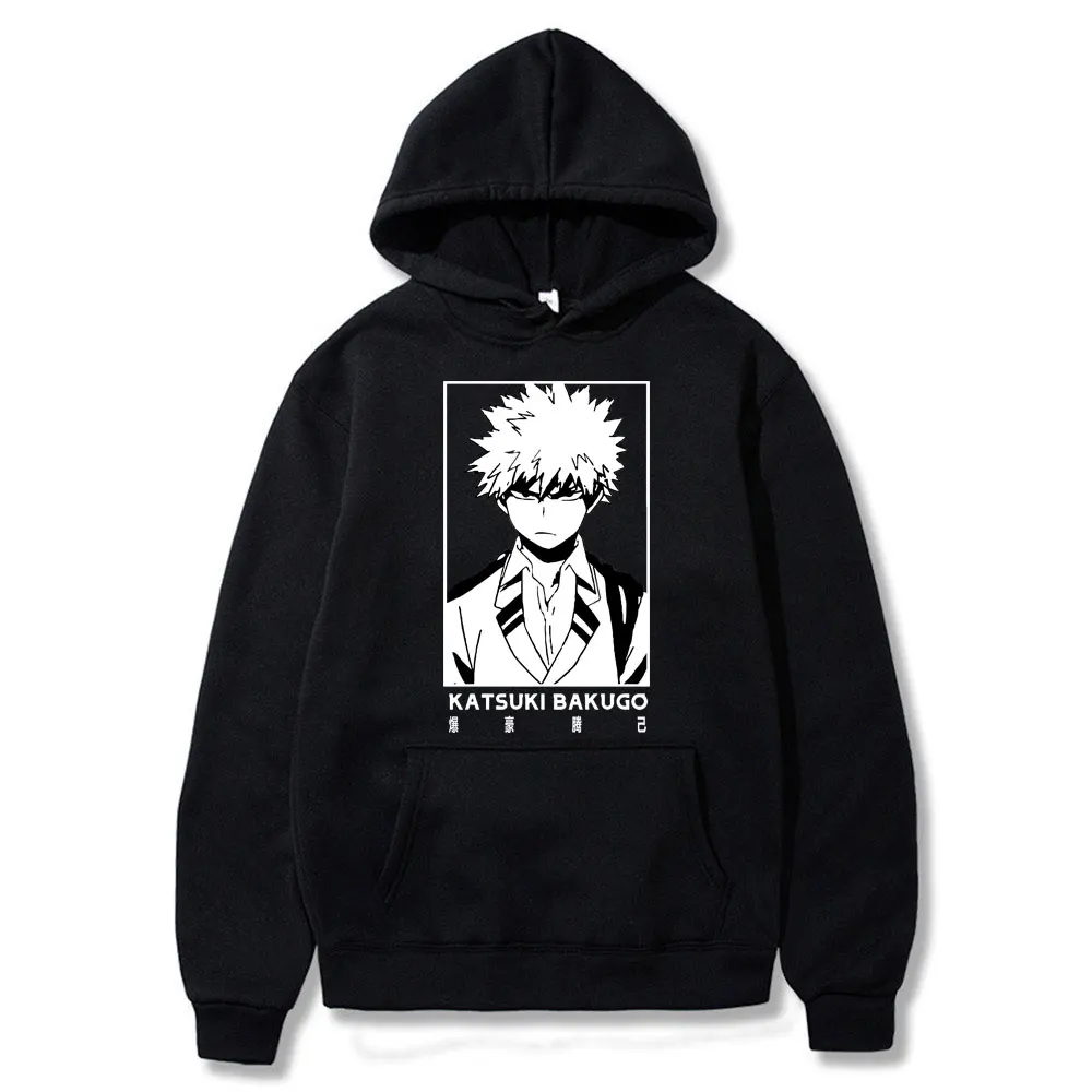 

My Hero Academia Bakugo Anime Hoodies Warm Pullover Casual Letter Printing Hooded Streetswear Hip hop Sweatshirt Men Plus Size