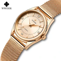 wwoor top brand new women fashion bracelet watch luxury diamond ladies dress wrist watches rose gold mesh steel gift reloj mujer