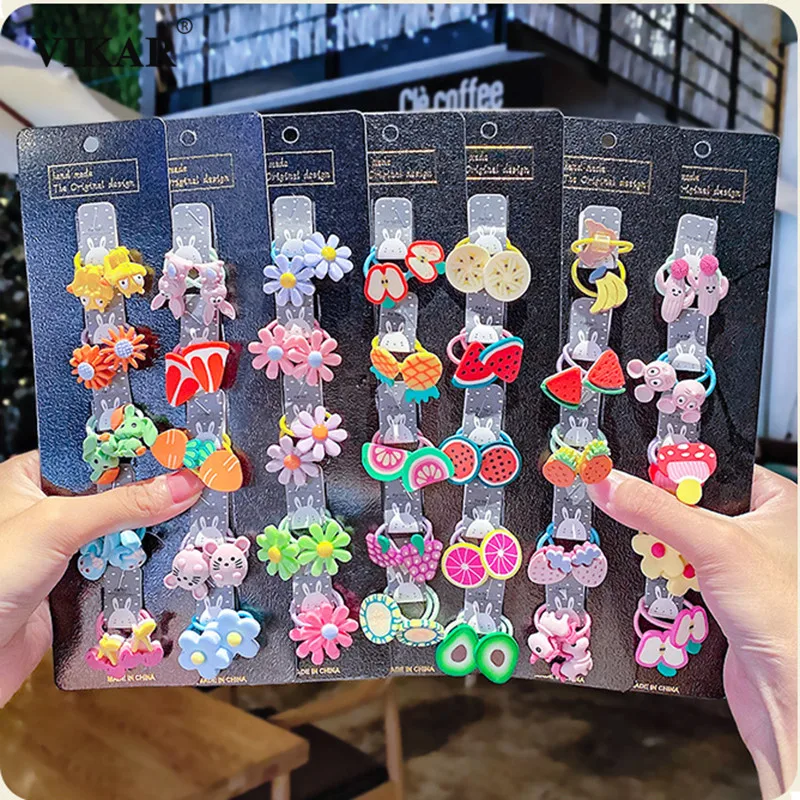 10 шт./компл. Wonen милые Мультяшные эластичные повязки для волос детские заколки