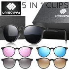 Очки солнцезащитные женские поляризационные, круглые винтажные солнечные очки 5 в 1 с магнитной застежкой по рецепту, в стиле ретро, для мужчин и женщин