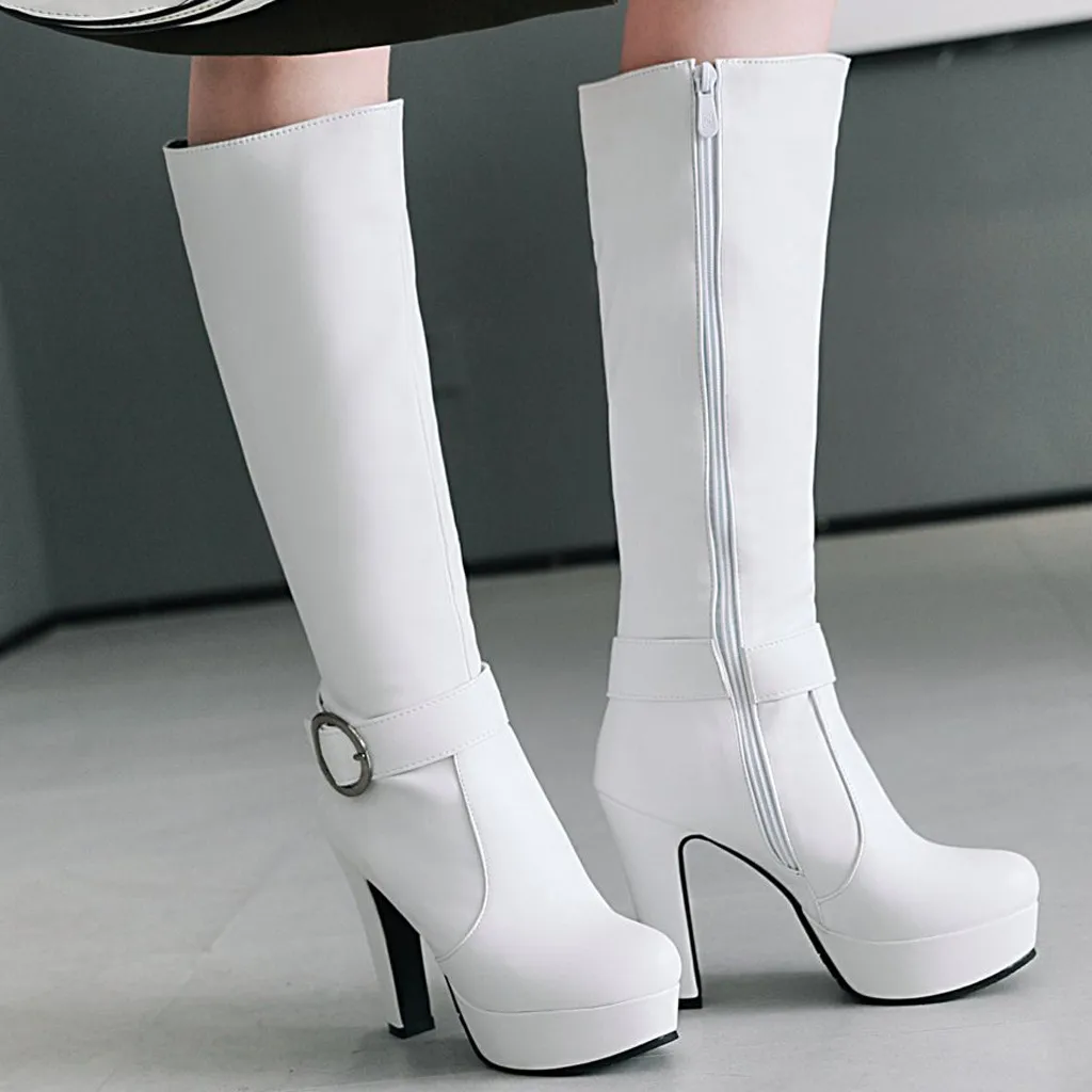 Женские сапоги осенние высокие до бедра женская кожаная обувь на высоком каблуке