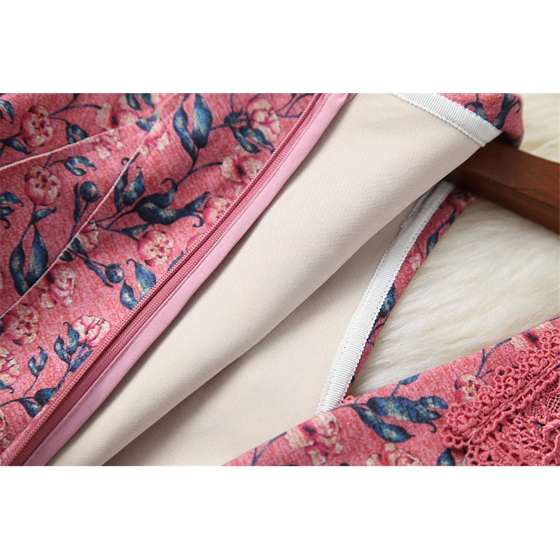 

High Quality Autumn Woman Clothes Long Sleeve Fashion Lace Collar Vintage Floral Print Runway Designers Dresses Elegant Lady