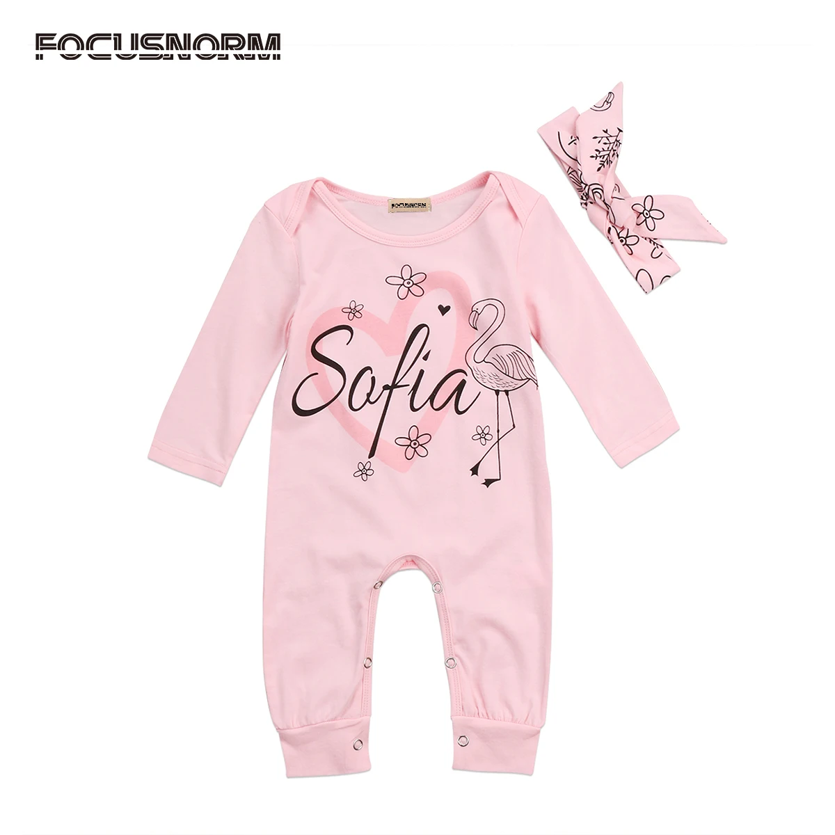 

Autumn Toddler Baby Girls Cotton Long Sleeves Printed Romper Jumpsuit + Headband Outfits Clothes Set