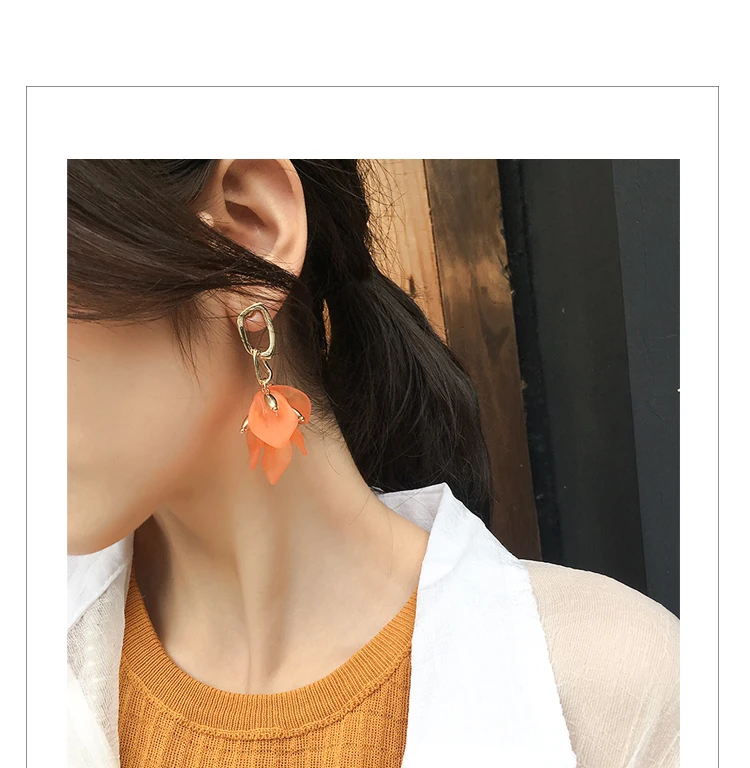 Aretes de mujer, современный стиль, дизайн, большие красные лепестки роз, серьги с кисточками, тренд, темперамент, летние корейские серьги для женщин