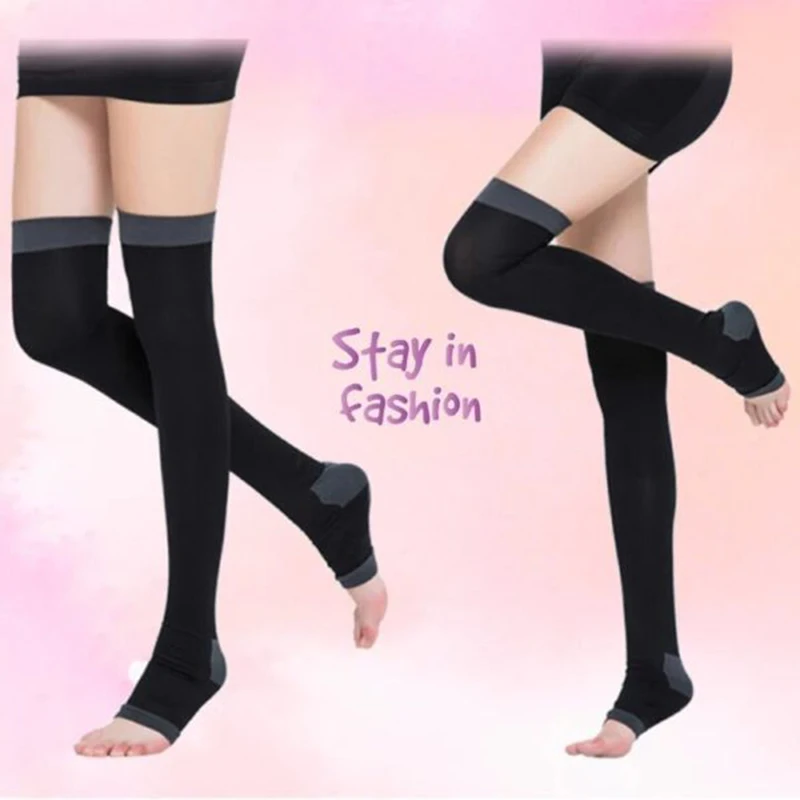 

Overnight Slimming Compression Socks Stretchy Thigh High Socks for Women Girl M2