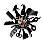 Настенные часы с виниловой пластиной для салона красоты, креативные винтажные часы для парикмахерской, настенные часы, украшение для стрижки волос, часы, подарок для парикмахера