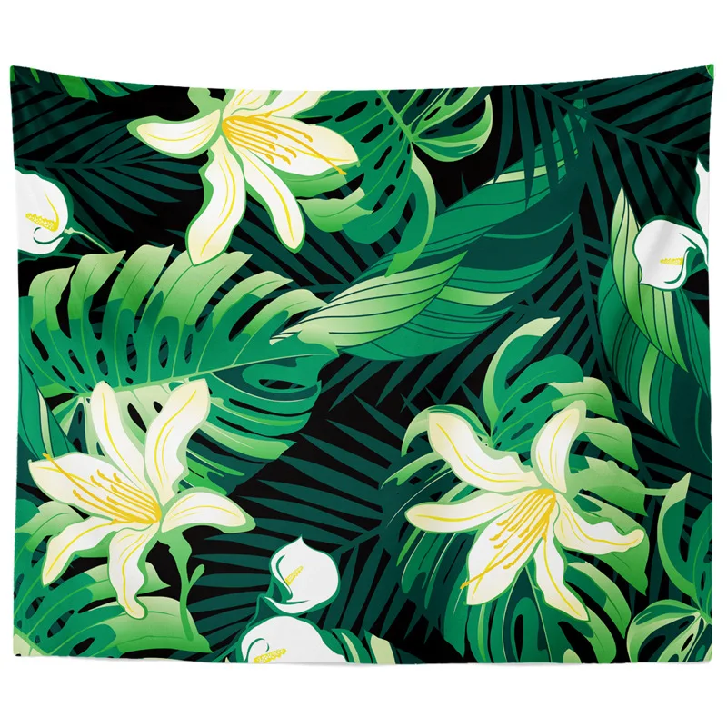 

Yaapeet 1pc Plant Wall Tapestry Pretty Tropical Hanging Tapestry Elegant Floral Home Decor Polyester Leaf Printed Wall Hanging