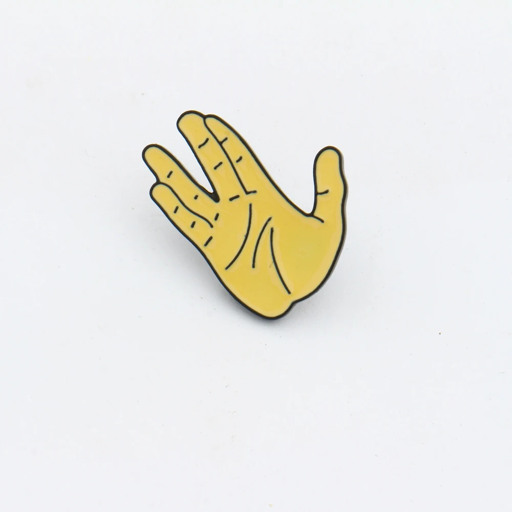 Металлическая брошь Spock Hand эмалированная булавка для путешествий длинные и