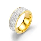 Кольцо с бриллиантами в пять рядов, Европейская и американская мода, парное кольцо из нержавеющей стали, модное простое Стильное кольцо из титановой стали