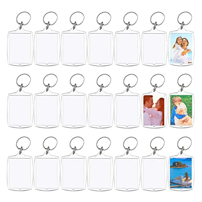 

Blank Photo Insert Keychains Translucent Clear Acrylic Key Rings Double-Sided Photos Small Picture Frames for friends Gifts R7RF