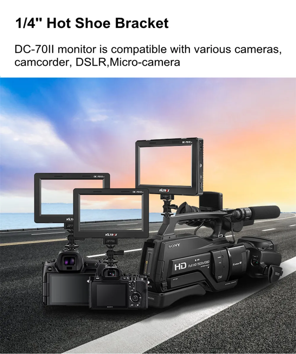 Viltrox 7 ''DC-70 II 1024*600 HD ЖК HDMI AV вход камера видео монитор дисплей полевой монитор для Canon Nikon DSLR BMPCC