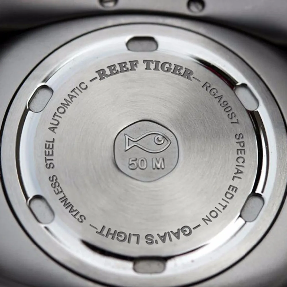 

Reef Tiger/RT Luxury Diving Sport Watch Luminous Dial Leather Automatic Mechanical Creative Design Waterproof Watches RGA90S7