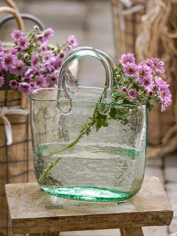 

Glass Nordic Minimalist Vase Transparent Portable for Flowers Tabletop Vase Hydroponics Arredamento Casa Table Decor EL50VA